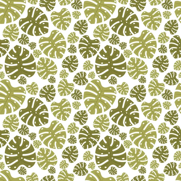 Tropical Leaves Background Seamless Pattern White Background Vector Illustration — Stock Vector