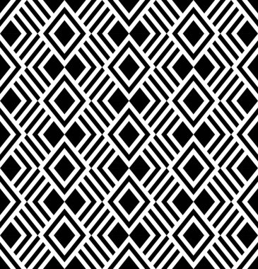 Geometrik siyah beyaz arkaplan. Kusursuz desen, vektör illüstrasyonu