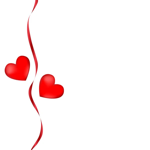 バレンタインデーや結婚式のための2つのハートポストカード 白い背景に2つの赤い心 孤立した物体 ベクトル図 — ストックベクタ