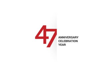 47 yıl dönümü, minimalist logo. 18. yıldönümü, tebrik kartı. Doğum günü davetiyesi. Yıl işareti. Beyaz arkaplanda kırmızı uzay vektörü çizimi - Vektör