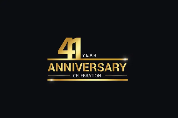 41周年記念ロゴタイプ 黒の背景に隔離された金色とスパークライトホワイトの色で記念日のロゴ お祝いのためのベクトルデザイン 招待状とグリーティングカード ベクトル — ストックベクタ