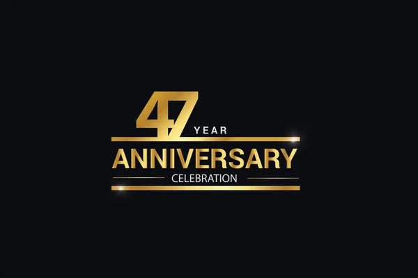 47周年記念ロゴタイプ 黒の背景に隔離された金色とスパークライトホワイトの色で記念日のロゴ お祝いのためのベクトルデザイン 招待状とグリーティングカード ベクトル — ストックベクタ