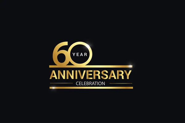 60 year anniversary celebration logotype. anniversary logo with golden and Spark light white color isolated on black background, vector design for celebration, invitation and greeting card - vector