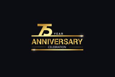 75 year anniversary celebration logotype. anniversary logo with golden and Spark light white color isolated on black background, vector design for celebration, invitation and greeting card - vector clipart