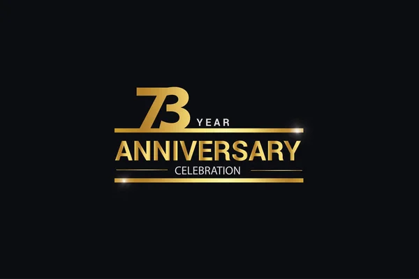 73周年記念ロゴタイプ 黒の背景に隔離された金色とスパークライトホワイトの色で記念日のロゴ お祝いのためのベクトルデザイン 招待状とグリーティングカード ベクトル — ストックベクタ