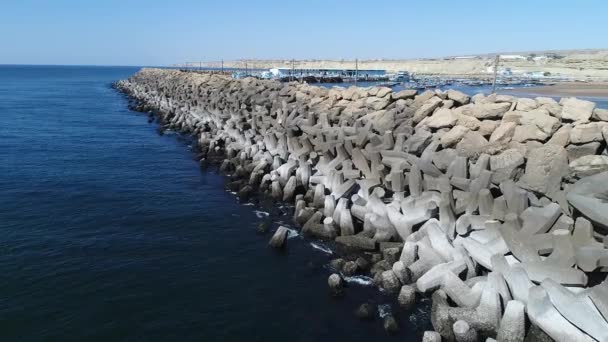 Beris Ran Aralık 2019 Beton Tetrapodlarla Kıyı Erozyonu Koruması Beris — Stok video