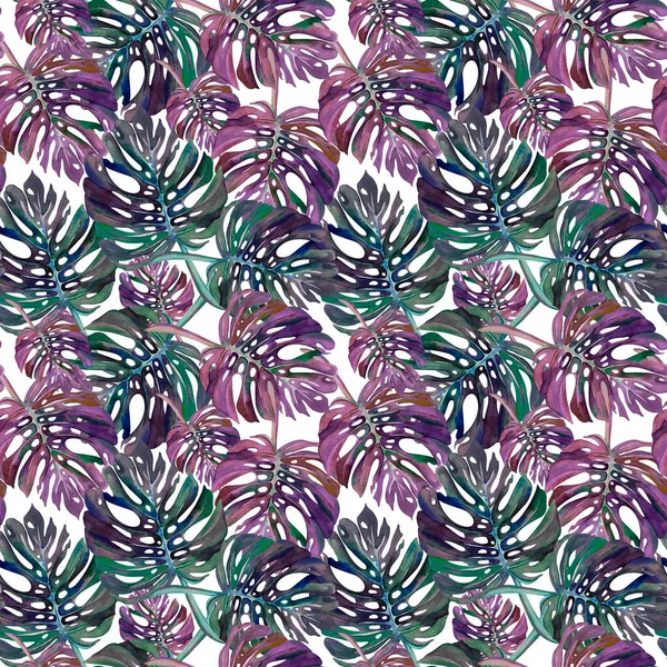 熱帯の葉の怪物と美しいシームレスな花のパターン夏の背景 ウェブページの背景 表面のテクスチャ 織物に最適です — ストック写真