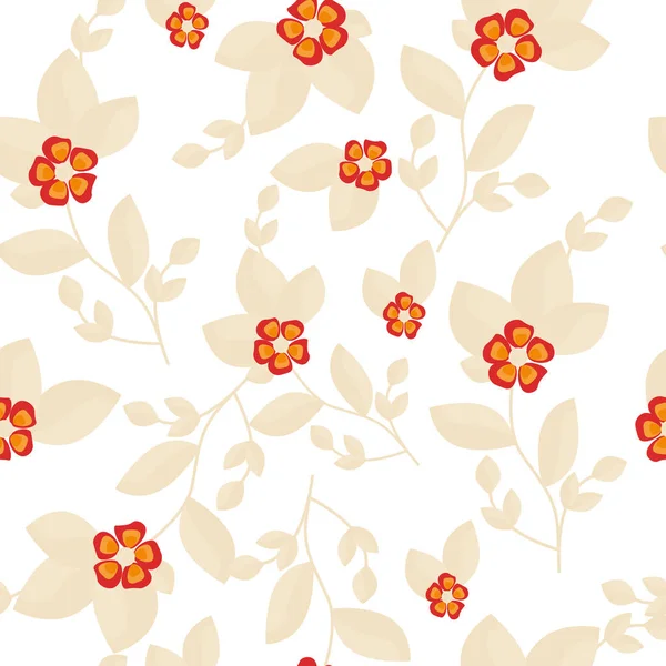 ปแบบท รอยต บใบส สาขา ใบไม บบนส ขาว นหล งดอกไม าหร — ภาพเวกเตอร์สต็อก