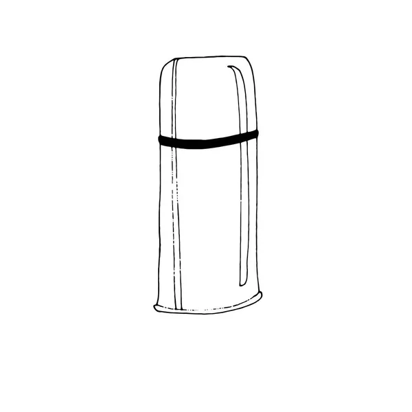 Thermos Bottle Line Icône Café Chaud Thé Flacon Vide Eau — Image vectorielle