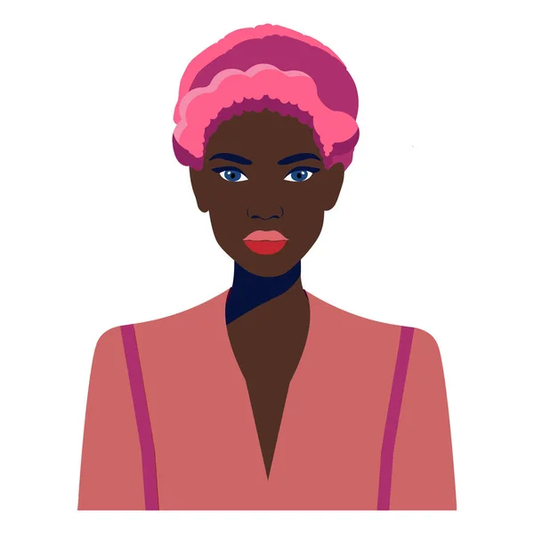 Retrato Uma Bela Mulher Africana Com Brinco Retrato Feminino Conceito —  Vetores de Stock