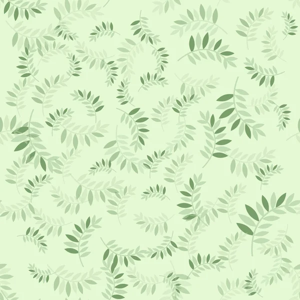Grüner Nahtloser Musterrand Handbemalte Blätter Zweige Blütenblatt Dekorationselement Für Hintergrund — Stockvektor