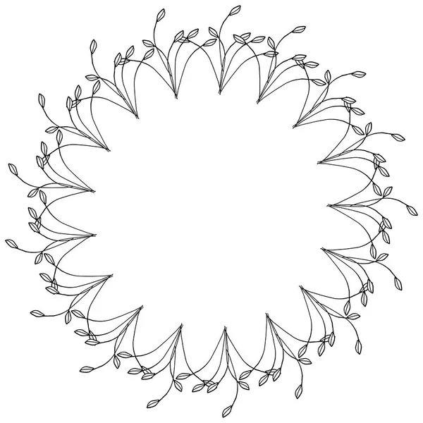 Handgezeichnetes Kranzset Aus Vektor Blätter Blumen Und Beeren Girlanden Florales — Stockvektor