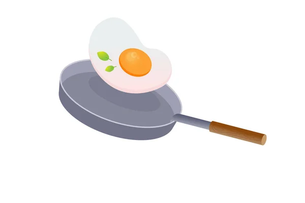Petit Déjeuner Matin Poêle Frire Œufs Frits Omelette Restauration Rapide — Image vectorielle