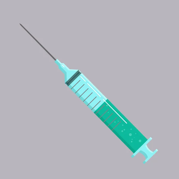 Műanyag Orvosi Fecskendő Ikon Egy Lapos Koncepció Vakcinázás Injekció Elszigetelt — Stock Vector