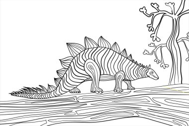 Triceratops. Bir dizi tarih öncesi dinozor. Fosil hayvan formunda. Çocuklar ve yetişkinler için boyama kitabı. Sanat terapisi. Duvar kağıdı için tasarım. Beyaz arkaplanda vektör illüstrasyonu.