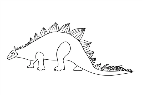 Triceratops Serangkaian Dinosaurus Prasejarah Fosil Hewan Dalam Gaya Kontur Buku - Stok Vektor