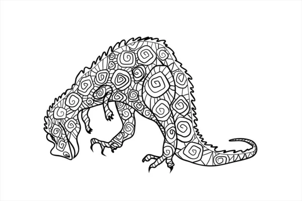 Трицератопс Серия Доисторических Динозавров Ископаемые Животные Контурном Стиле Раскраска Детей — стоковый вектор