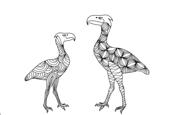 Bird Dinossauro Linhas Desenho Vetor Adequado Para Qualquer Projeto Design —  Vetores de Stock