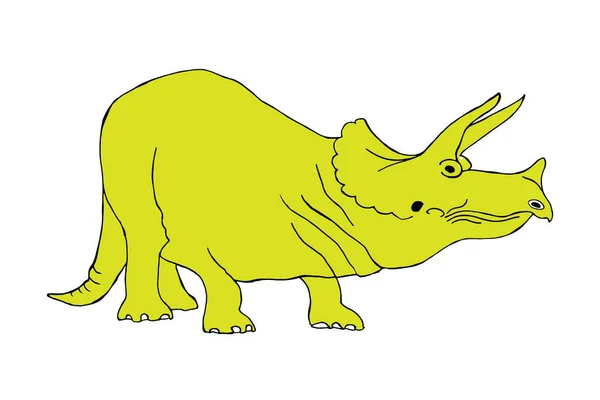 Los Dinosaurios Son Prehistóricos Lindo Dinosaurio Color Verde Vinilo Pegatina — Vector de stock