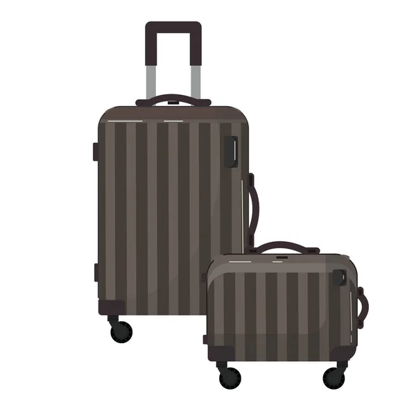 2つの旅行茶色のプラスチック製のスーツケース。ビジネス旅行、夏休み、旅行のための車輪の上のバッグ. — ストックベクタ