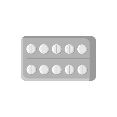 İlaçlar, vitaminler, haplar, tıbbi haplar, şişe hapları. Tıbbi, ilaç sembolleri beyaz arka planda izole edilmiş. Sağlık ve Tıp Çizim Tasarımı Konsepti.