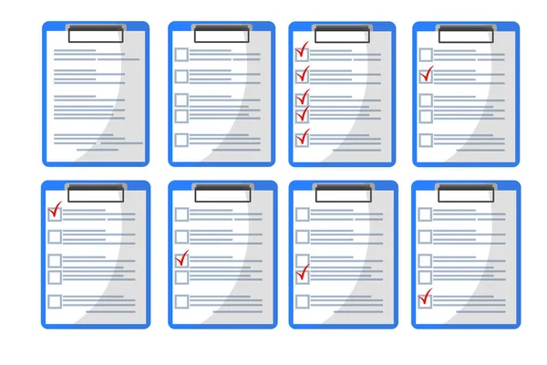 Clipboard with red check mark checklist icon. Elections. List of completed assignments, cases, survey, exam concepts. A clipboard with a checklist icon for a website and mobile application.