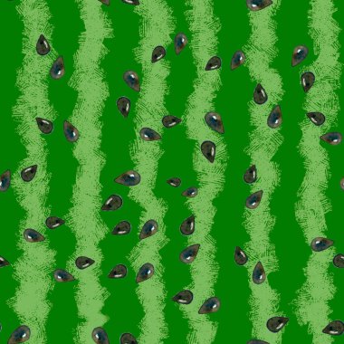 Karpuz çekirdekli kusursuz bir arka plan. Parlak, renkli, sulu yaz dokusu. Yaz tatili ve yemek. Paket kağıdı, kart, çıkartma, kıyafet, tekstil, defter tasarımı için.