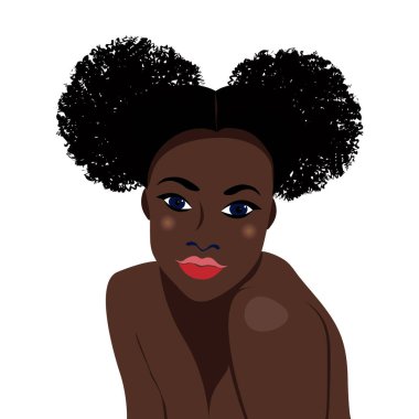 Siyah hayat önemlidir. Küpeli güzel bir Afrikalı kadının portresi. Kadın portresi. Siyah güzellik konsepti. Uluslar ve ırklar. Amerikalı öğrenci. Vektör düz çizim. Avatarlar için harika.