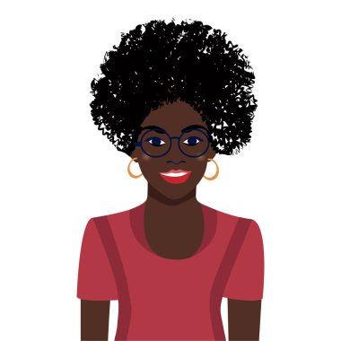 Siyah hayat önemlidir. Küpeli güzel bir Afrikalı kadının portresi. Kadın portresi. Siyah güzellik konsepti. Uluslar ve ırklar. Amerikalı öğrenci. Vektör düz çizim. Avatarlar için harika.