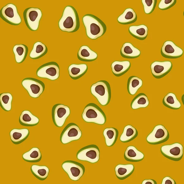 Avocado Nahtloses Muster Ganze Avocado Mit Blatt Design Für Druck — Stockvektor