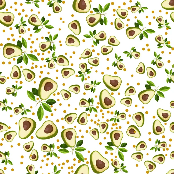 Avocado Naadloos Patroon Hele Avocado Met Blad Ontwerp Voor Printen — Stockvector