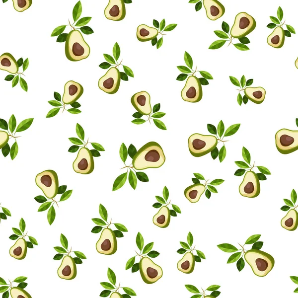 Avocado Naadloos Patroon Hele Avocado Met Blad Ontwerp Voor Printen — Stockvector