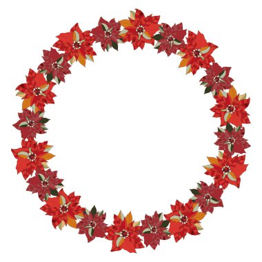 Noeldeki Noel çiçekleri. Aralık ayında yeni yıl kutlaması. Tebrik kartları, afişler, el ilanları için eşsiz bir tasarım. Modern bir şekilde vektör illüstrasyonu.