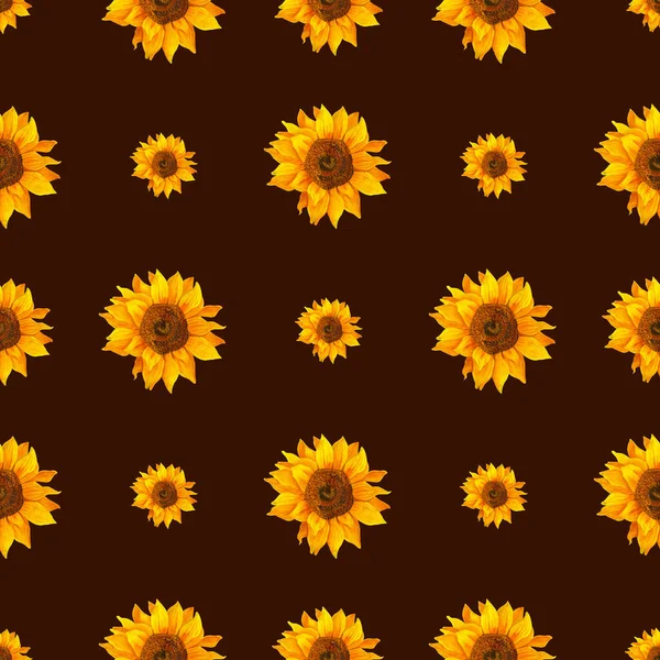 Απρόσκοπτη Φόντο Ακουαρέλες Ηλιοτρόπια Συλλογή Διακοσμητικό Floral Στοιχεία Σχεδιασμού Λουλούδια — Φωτογραφία Αρχείου