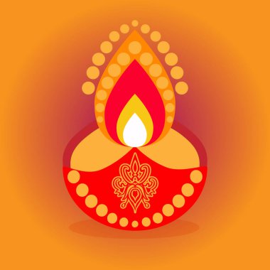 Diwali Candle Düz Tasarım Hindistan Gölgeli Simgesi.