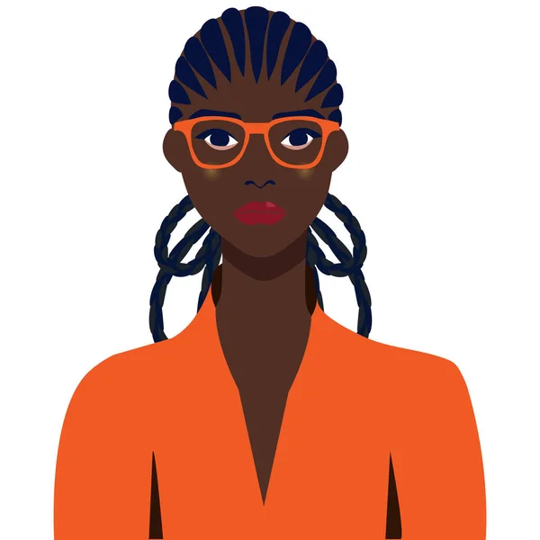 Portret Van Een Mooie Afrikaanse Vrouw Met Een Bril Vrouwelijk — Stockvector