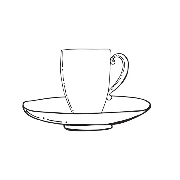 Coupe Avec Thé Café Dessiné Main Icône Doodle Contour Croquis — Image vectorielle