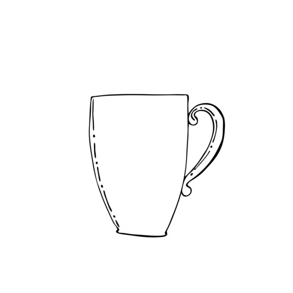 Xícara Com Chá Café Desenhado Mão Esboço Doodle Ícone Desenho — Vetor de Stock