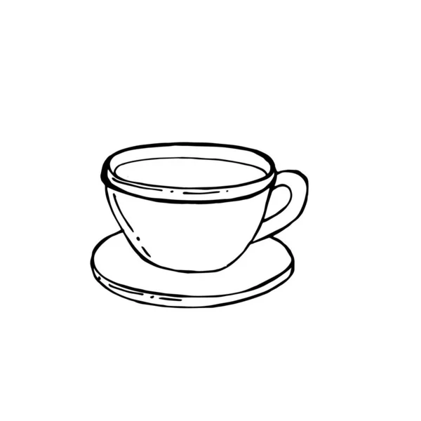 Xícara Com Chá Café Desenhado Mão Esboço Doodle Ícone Desenho — Vetor de Stock