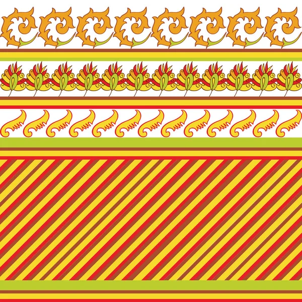 ベクトルインドの装飾壁紙 バティック インドネシア ペイズリーと様式化された花とカラフルなパターン 花のシームレスなパターン 包装紙 カバー カーテンのためのデザイン — ストックベクタ