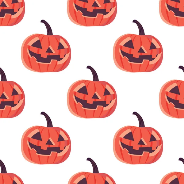 Patrón Sin Costuras Halloween Textura Con Calabaza Cara Horror Calabaza — Archivo Imágenes Vectoriales