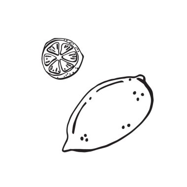 Limonlu kek. El çizimi çizimleri. İzole tasarım elementleri. El çizimi çizimleri. tasarım ögesi menü, restoran kartı, kıyafetler, kartpostallar.