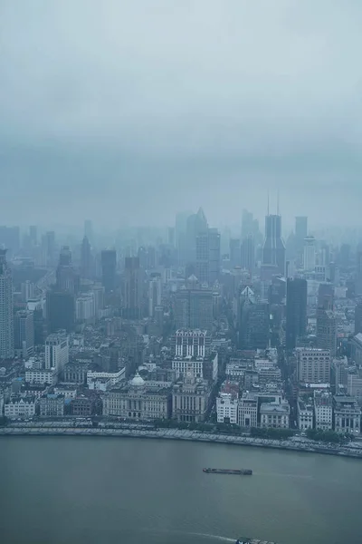 Vista panorâmica de Shanghai e do rio Huangpu . — Fotografia de Stock