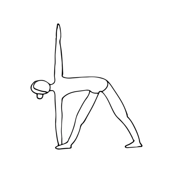 Doodle Yoga Poseren Vector Handgetekende Yoga Pose Vector Vrouw Stretching — Stockvector