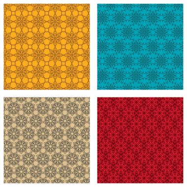 Kumaş, tekstil, baskı ve yüzey tasarımı için geometrik desen koleksiyonu. Geometrik desenler dizisi. Zarif geometrik arkaplan koleksiyonu
