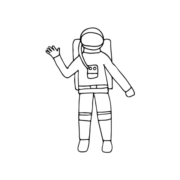 Doodle Icona Astronauta Vettore Icona Astronauta Disegnata Mano Icona Cosmonauta — Vettoriale Stock