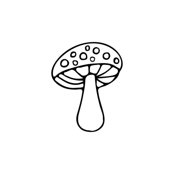 Icona Del Fungo Doodle Nel Vettore Icona Fungo Disegnata Mano — Vettoriale Stock
