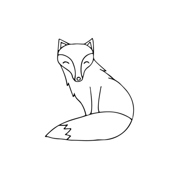 Vektör Olarak Doodle Fox Simgesi Vektörde Elle Çizilmiş Tilki Simgesi — Stok Vektör