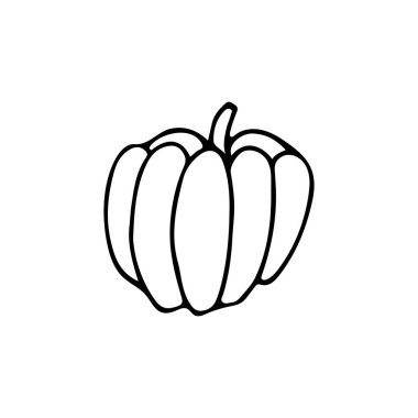 Vektör olarak karalama kabağı ikonu. Vektörde el çizimi balkabağı simgesi