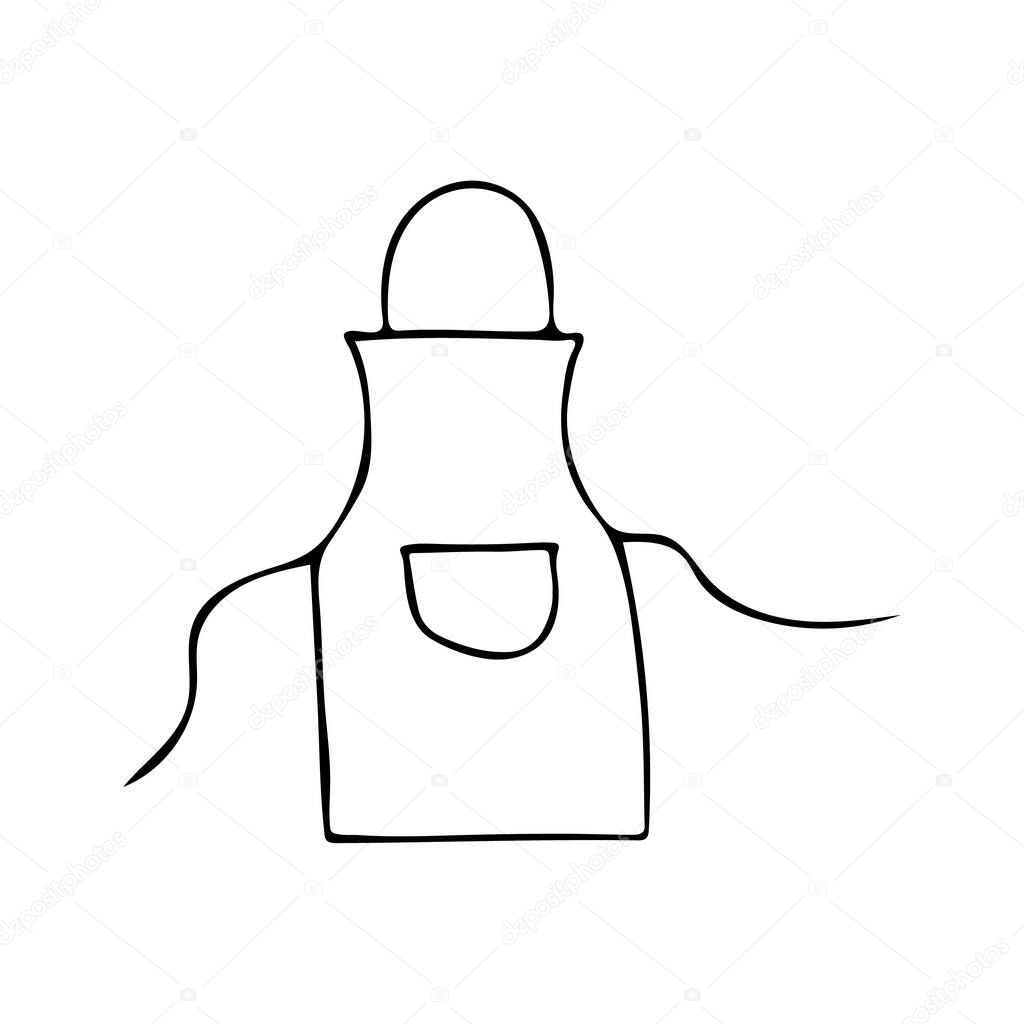 Doodle apron icon in vector. Hand drawn apron icon in vector